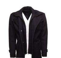Handmade Black Wool 3/4 Length Trench Coat