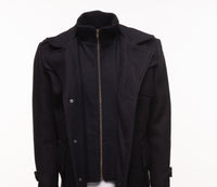 Handmade Black Wool 3/4 Length Trench Coat