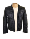 Handmade  Benson Zip Up Leather Jacket With Flap Pockets