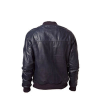 Handmade Navy Blue Bomber Style Leather Jacket