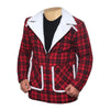 Handmade  Ryan Reynold's Red And Black Checkered Jacket With Faux Shearling
