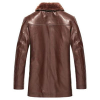 Handmade Kingston's Brown Leather Jacket With Faux Fur