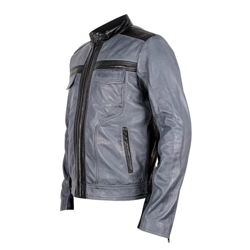 Handmade Android Black And Grey Leather Jacket