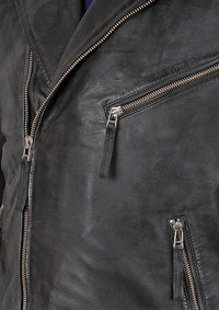 Handmade Men's Radom Black Leather Jacket