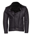 Handmade Black on Black Shearling Biker Jacket