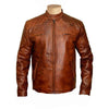 Handmade Vintage Cafe Racer Leather Jacket With Quilted Patches