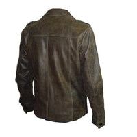 Handmade  Vintage Blast Leather Jacket With Point Collar