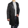 Handmade  Black Leather 3/4 Length Trench Coat