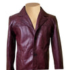 Handmade  Krueger's Maroon Buttoned Leather Blazer