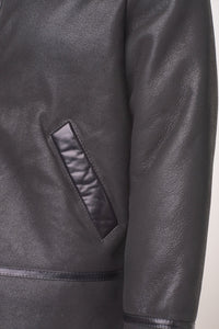 Handmade Black B3 Bomber Aviator Shearling Jacket
