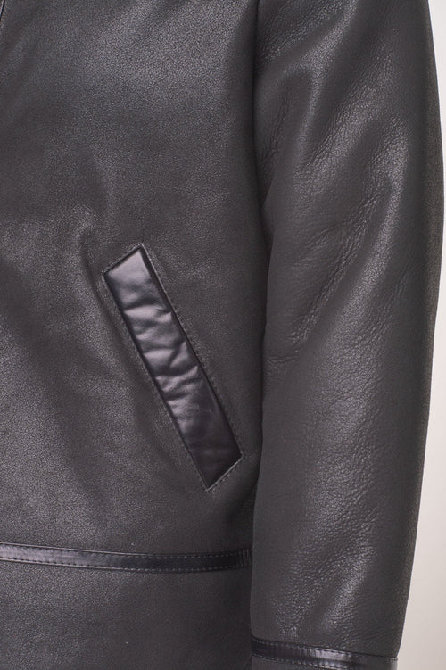 Handmade Black B3 Bomber Aviator Shearling Jacket