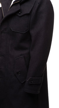 Handmade Black Wool 3/4 Length Trench Coat