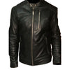 Handmade Black Moto Style Jacket With Shoulder And Arm Patches