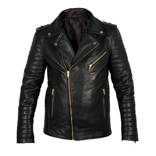 Handmade Quilted Biker Leather Jacket
