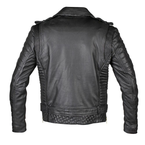 Handmade Mercado's Quilted Biker Leather Jacket With Waist Belt