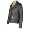 Handmade Mercado's Quilted Biker Leather Jacket With Waist Belt