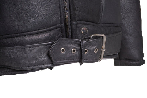 Handmade Black on Black Shearling Biker Jacket
