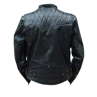 Handmade Brandford's Biker Style Leather Jacket With Quilted Stitching Details