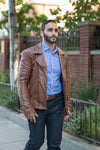 Handmade Distressed Cognac Biker Leather Jacket