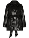 Handmade Ammie Belted-Waist Faux-Leather Jacket