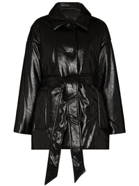 Handmade Ammie Belted-Waist Faux-Leather Jacket