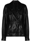 Handmade  Belted Faux-Leather Jacket