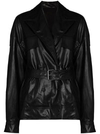 Handmade  Belted Faux-Leather Jacket