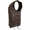 Brown Distressed Biker Leather Vest Handcrafted by Ox and Bulls