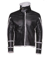 Handmade Harry's Sherpa Leather Jacket With Double Collar