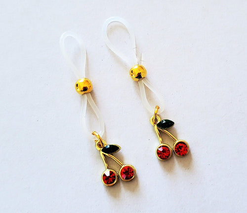 Cherry Rhinestone Nipple Rings, No Piercing Required