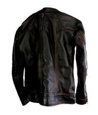 Handmade Cafe Racer Vintage Biker Distressed Brown Motorcycle Leather Jacket