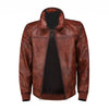 Handmade Boyd's Brown Leather Jacket With Ribbed Cuffs