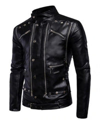 Handmade Men Cafe Racer Antique Classic Fashion Motorbike Black Leather Jacket