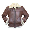 Handmade B3 RAF Fur Shearling Aviator Flying Pilot Bomber Brown Sheepskin Leather Jacket