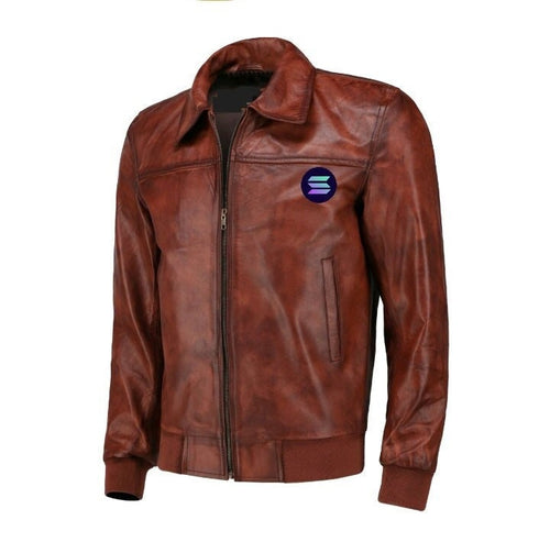Handmade  Solana Brown Bomber Leather Jacket