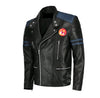 Handmade  Decentaland Bomber Leather Jacket Blue Stripes