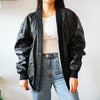 Handmade  90's Oversized Bomber Jacket Retro Leather Jacket Gift for Her Halloween Costume