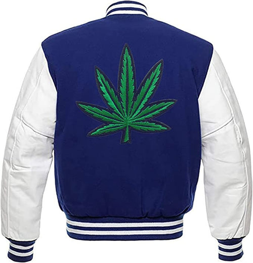 Handmade Pot Leaf Weed Cannabis Rastafarian Jacket High Times Varsity Jacket