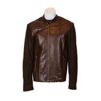 Ox and Bulls Brown Center Snake Print Leather Jacket
