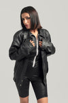 Oversized Baggy Black Classic Bikers 80's 90's Jacket for Women Retro Bomber Leather Jacket Handcrafted & Designed by Ox and Bulls