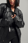 Oversized Baggy Black Classic Bikers 80's 90's Jacket for Women Retro Bomber Leather Jacket Handcrafted & Designed by Ox and Bulls