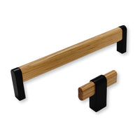 Black and Oak Wood "Crossing" Cabinet Knob and Drawer Handles Euro • Knobs
