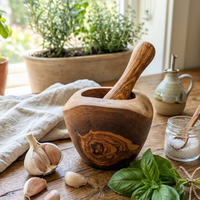 Olive Wood Rustic Mortar and Pestle