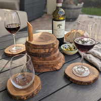 Olive Wood Coaster Set with Holder -7 Pcs