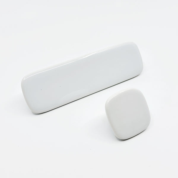 Glossy White "Tabula" Cabinet Knob and Drawer Pull Euro • Knobs