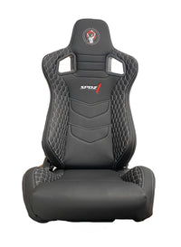 SPDZ1 Katana Racing Seats Black Leather with White Cross Stitch Reclinable