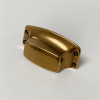 Drawer Cup Pull "Tuscany" in Antique Brass - Brass Cabinet Hardware Euro • Knobs