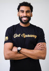 GET SPRUNG Original Version 1 black and bronze unisex t-shirt custom tri-blend by AR-TT