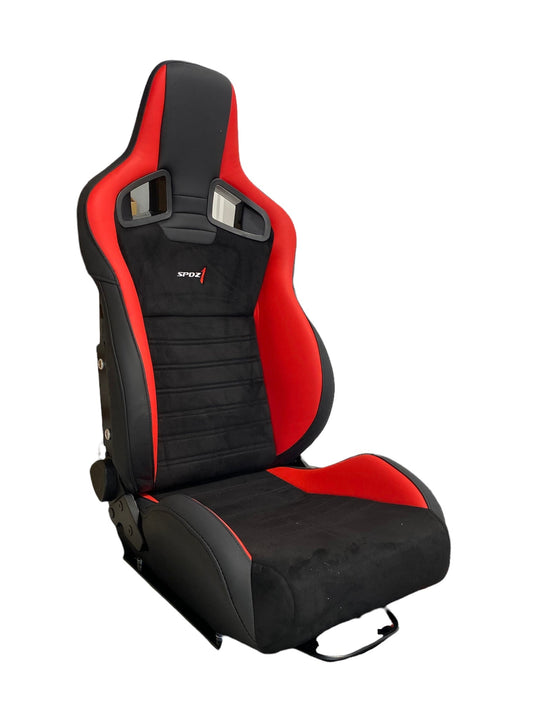SPDZ1 T1R Racing Seats Black & Red Leather/Black Suede