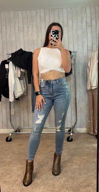 Rhinestone Fringe Tank Top
